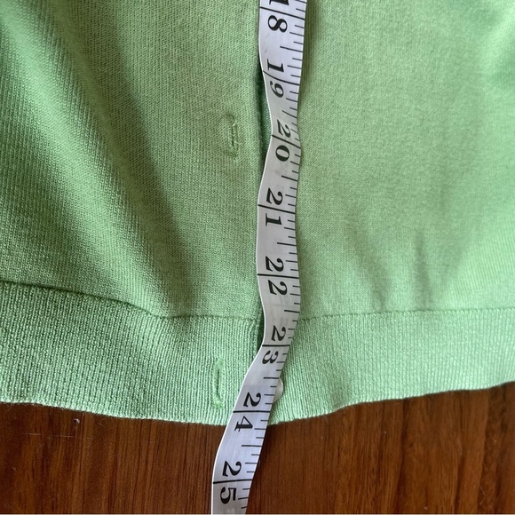 Lands End cotton crew neck cardigan lime green Size large 14-16 Classic preppy - Picture 6 of 10